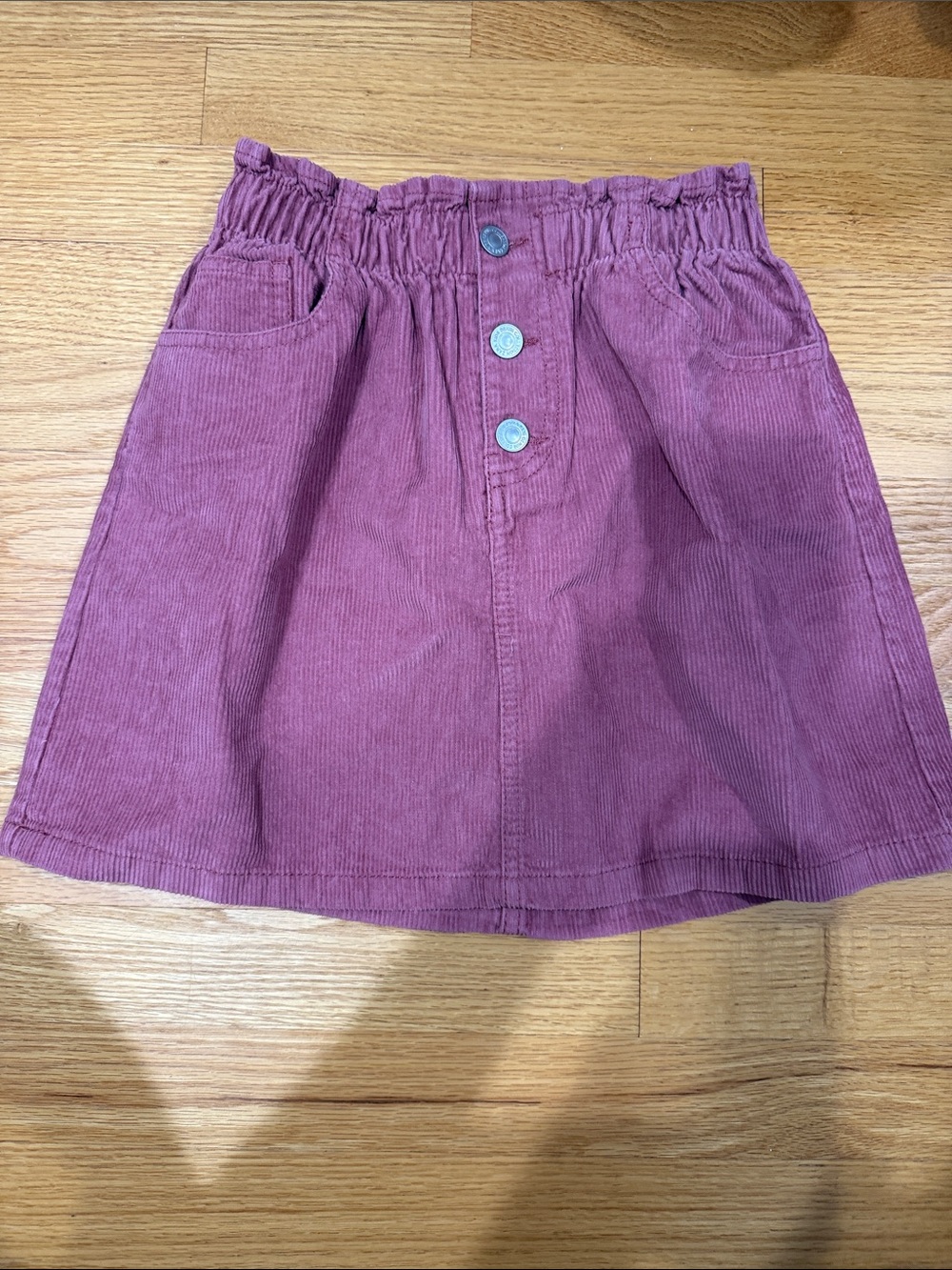 Zara Dusty Rose Corduroy A-Line Button-Front Skirt